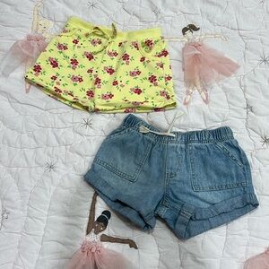 Girls summer shorts Jean and yellow floral.